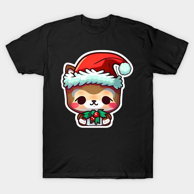 Cute Adorable Chibi Kawaii Christmas Teddy Bear T-Shirt by The Little Store Of Magic